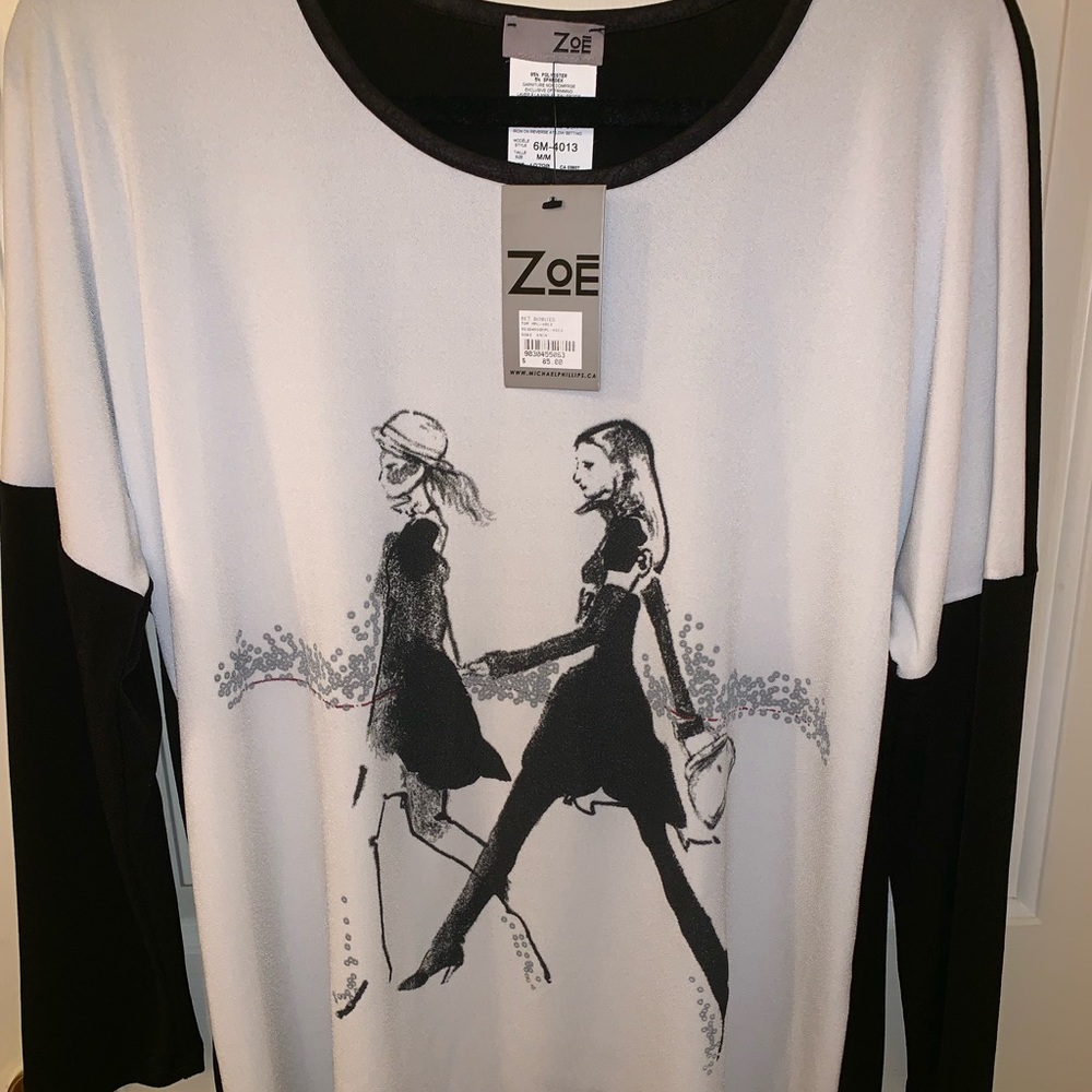 NWT black and white blouse. Size Medium